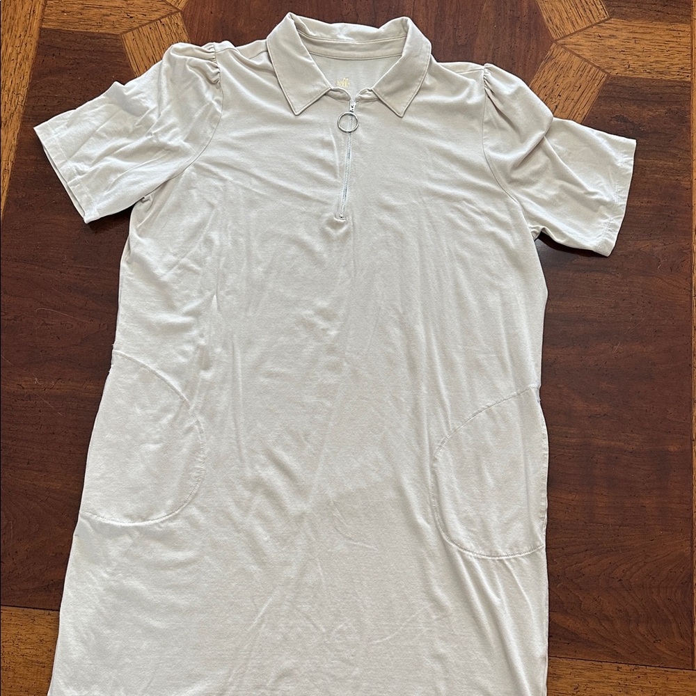 Belle by Kim Gravel Beige Zip Polo Dress with pockets size XL